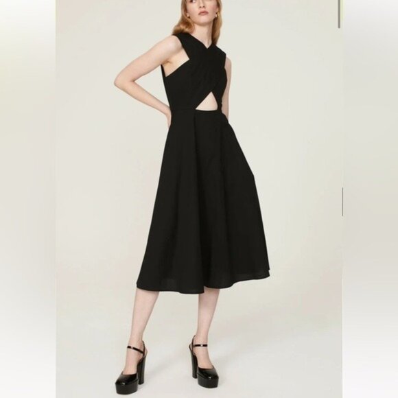 Rosetta Getty Dresses & Skirts - ROSETTA GETTY Criss Cross Black Cutout Midi Dress Size 14 Grunge